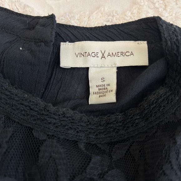 Vintage X America ladies blouse Top High Nick lace, long sleeves blue - Picture 3 of 8